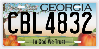 GA license plate CBL4832