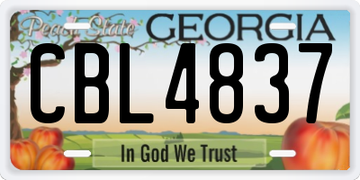 GA license plate CBL4837