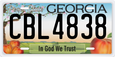 GA license plate CBL4838