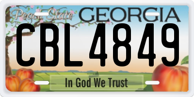 GA license plate CBL4849
