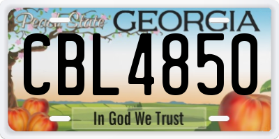 GA license plate CBL4850