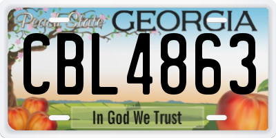 GA license plate CBL4863