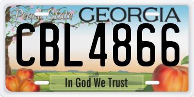 GA license plate CBL4866