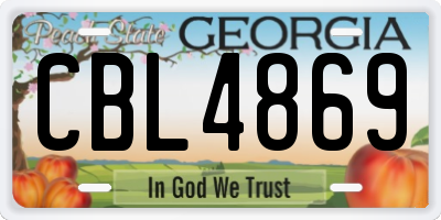 GA license plate CBL4869