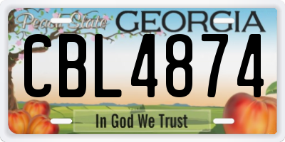 GA license plate CBL4874