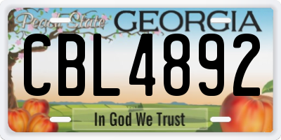 GA license plate CBL4892