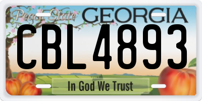 GA license plate CBL4893