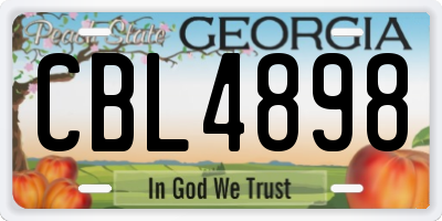 GA license plate CBL4898