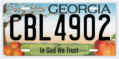 GA license plate CBL4902