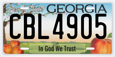 GA license plate CBL4905