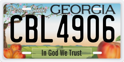 GA license plate CBL4906