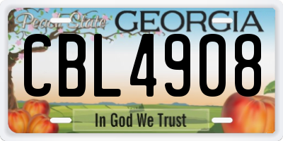 GA license plate CBL4908