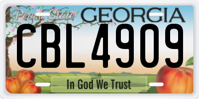 GA license plate CBL4909