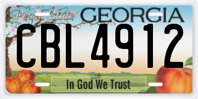 GA license plate CBL4912