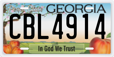 GA license plate CBL4914