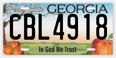 GA license plate CBL4918