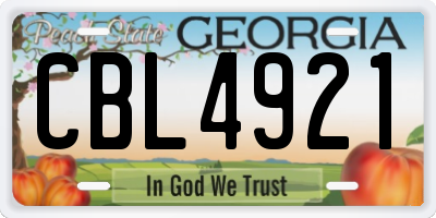 GA license plate CBL4921