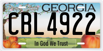 GA license plate CBL4922