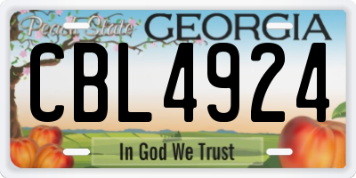 GA license plate CBL4924