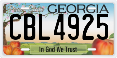 GA license plate CBL4925