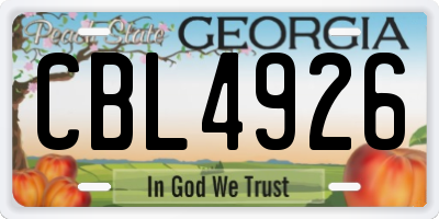 GA license plate CBL4926