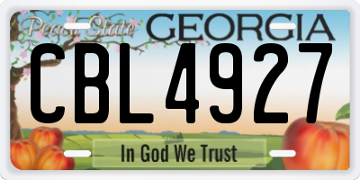 GA license plate CBL4927