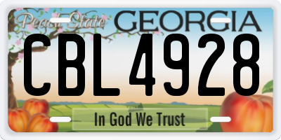 GA license plate CBL4928