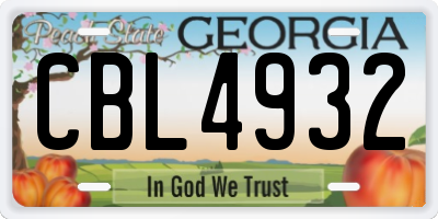GA license plate CBL4932