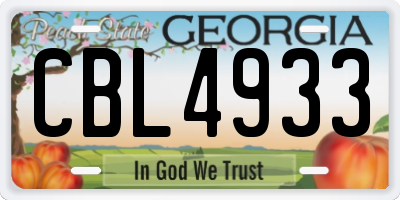 GA license plate CBL4933