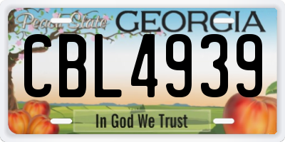 GA license plate CBL4939