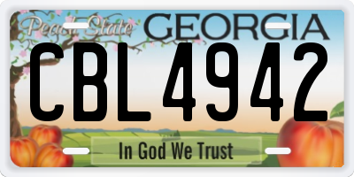 GA license plate CBL4942