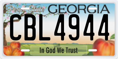 GA license plate CBL4944