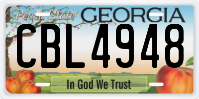 GA license plate CBL4948