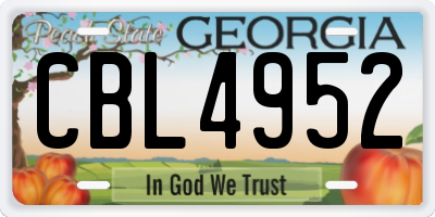 GA license plate CBL4952