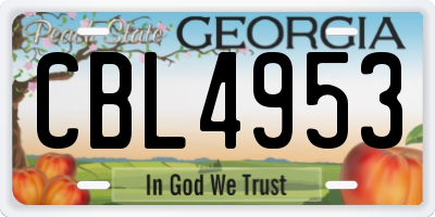 GA license plate CBL4953