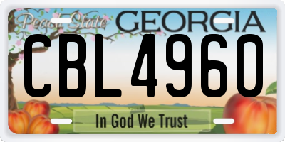 GA license plate CBL4960