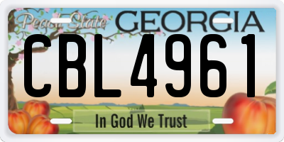 GA license plate CBL4961