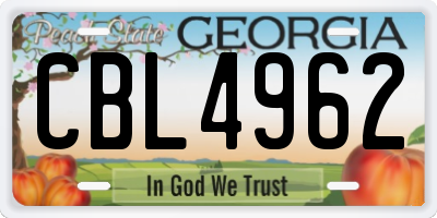GA license plate CBL4962