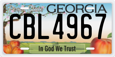 GA license plate CBL4967