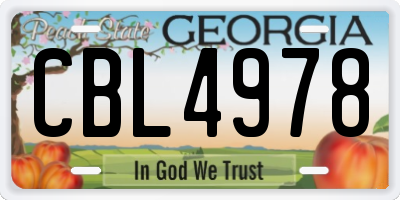 GA license plate CBL4978