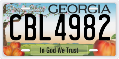 GA license plate CBL4982