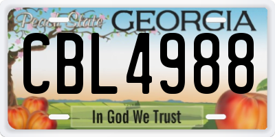 GA license plate CBL4988