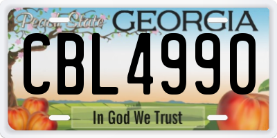 GA license plate CBL4990