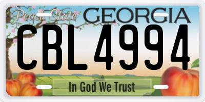 GA license plate CBL4994
