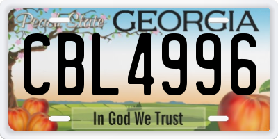 GA license plate CBL4996