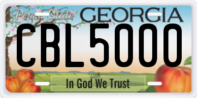 GA license plate CBL5000