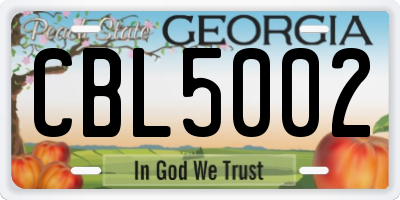 GA license plate CBL5002