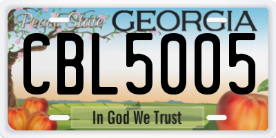 GA license plate CBL5005