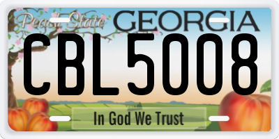 GA license plate CBL5008