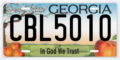 GA license plate CBL5010